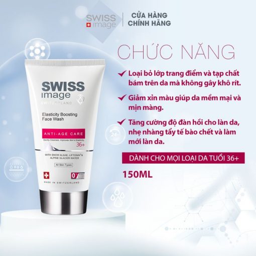 Gel Rửa Mặt Làm Sạch Ngăn Ngừa Nếp Nhăn Chống Lão Hoá Swiss Image 36+ Elasticity Boosting Face Wash 150ml (Tuổi từ 36+)