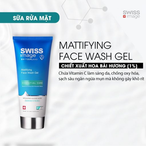 Gel Rửa Mặt Làm Sạch Ngừa Mụn Không Khô Rít Dành Cho Da Hỗn Hợp Và Da Dầu Swiss Image Mattifying Face Wash Gel 200ml