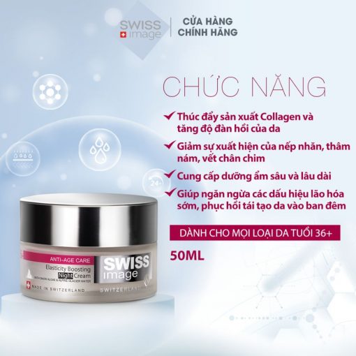 Kem Dưỡng Ẩm Giảm Nếp Nhăn Chống Lão Hoá Da Ban Đêm Swiss Image 36+ Elasticity Boosting Night Cream 50ml (Tuổi từ 36+)