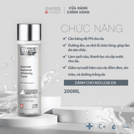 Nước Hoa Hồng Cân Bằng PH Dưỡng Trắng Cho Mọi Loại Da Swiss Image Absolute Radiance Whitening Toner 200ml