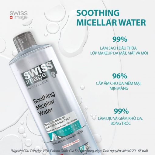 Nước Tẩy Trang Làm Sạch Sâu Cấp Ẩm Dành Cho Da Thường Và Da Khô Swiss Image Soothing Micellar Water 400ml